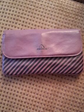 Jordache Lilac and Black Striped Clutch Wallet